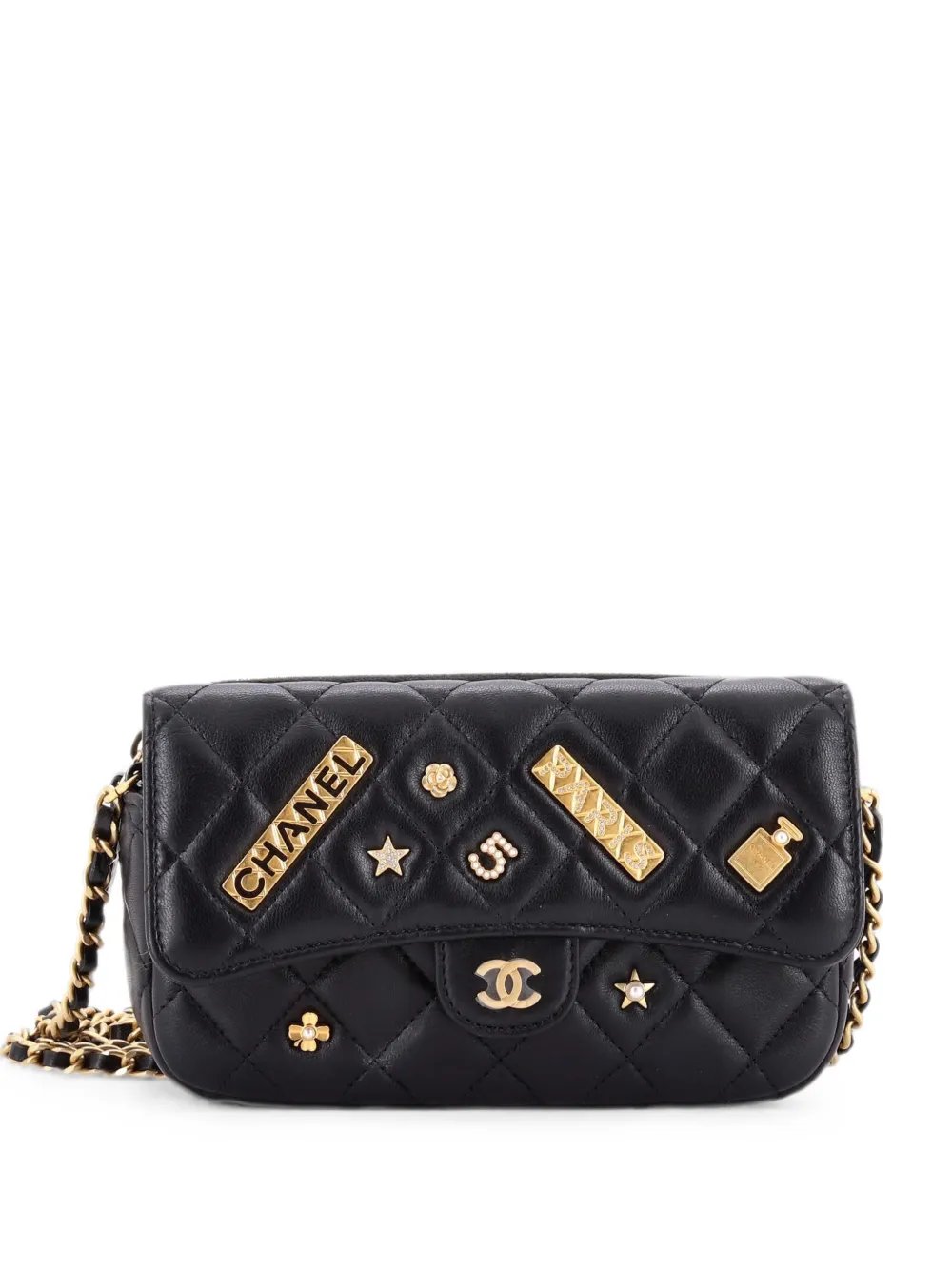 Lucky Charms Classic Flap Phone Holder with Chain Quilted Lambskin crossbody bag