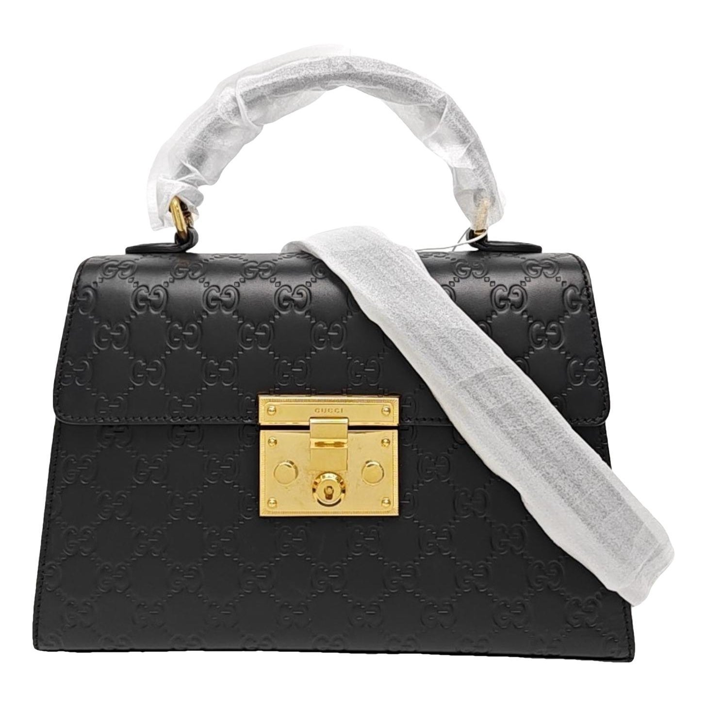 Padlock leather handbag