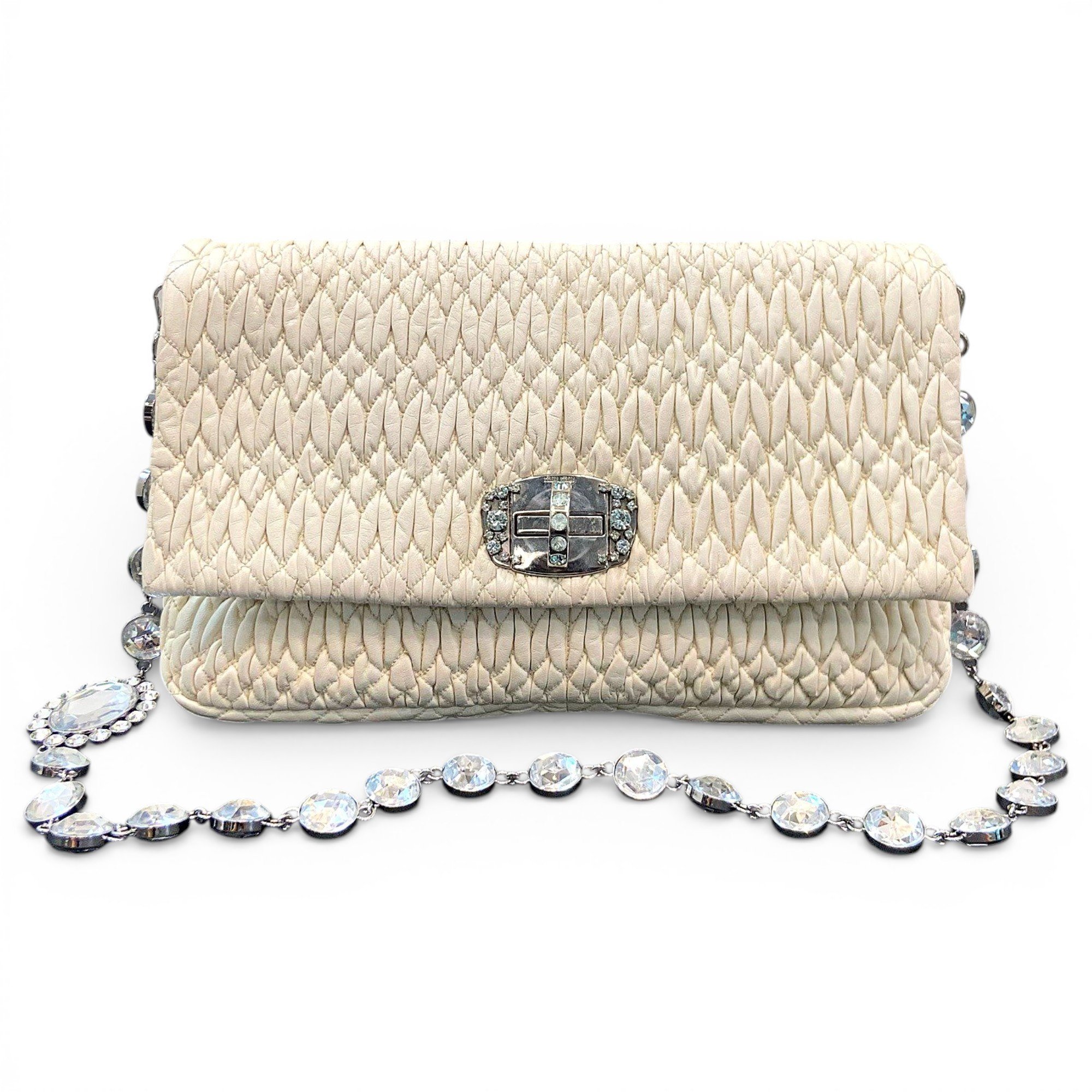 Miu Crystal leather handbag