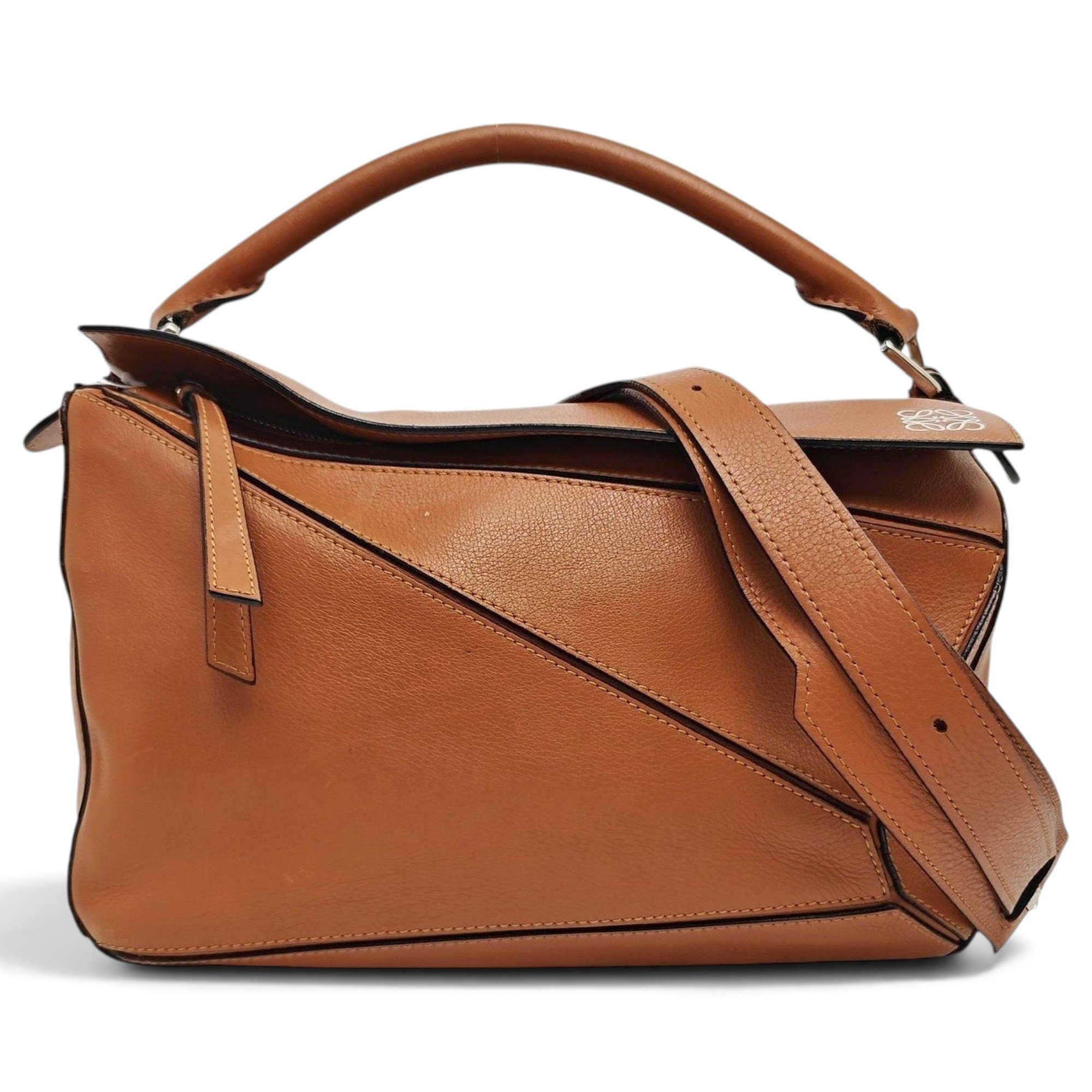 Puzzle leather handbag