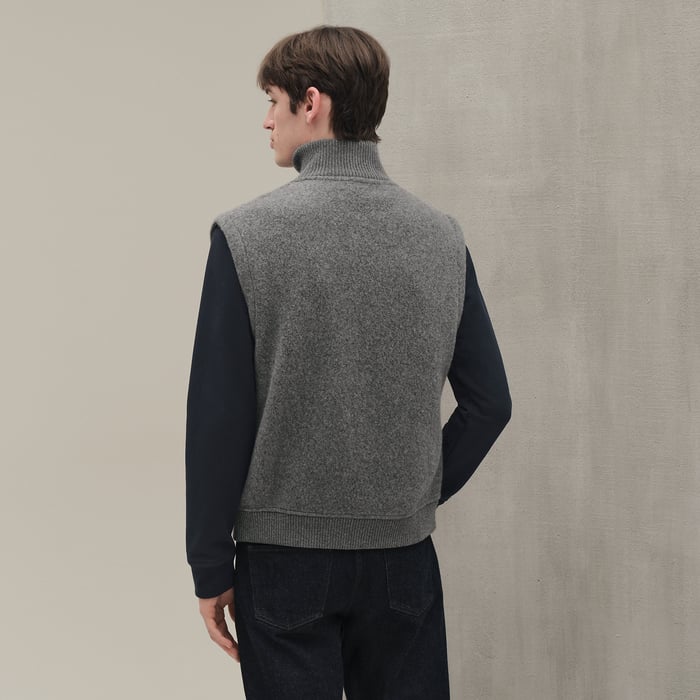 Gris Vest With Leather Details