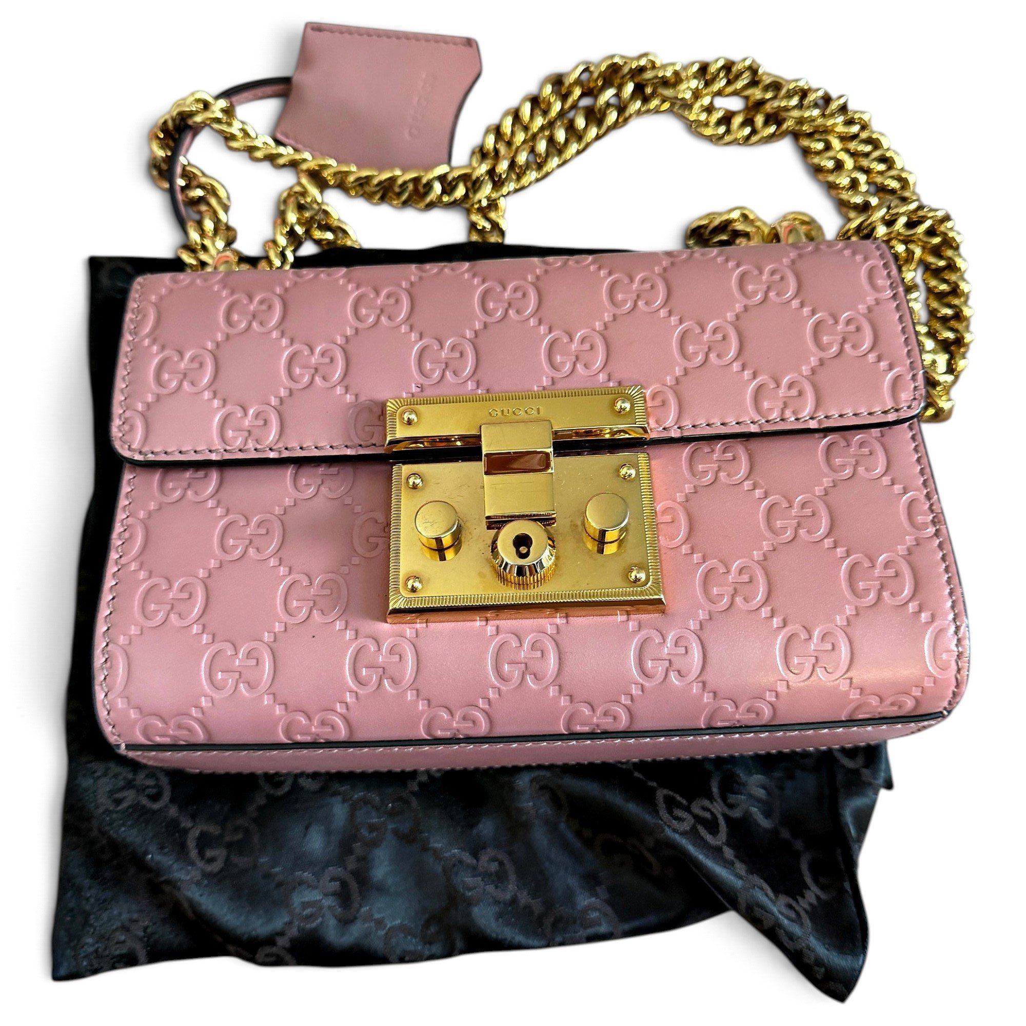 Padlock leather handbag