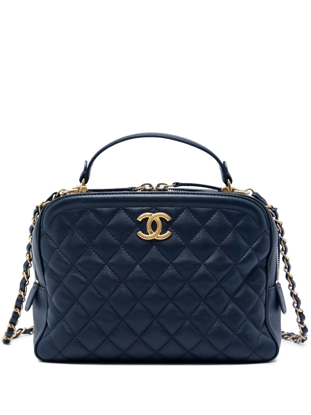 2018-2019 Medium CC Quilted Lambskin Top Handle Vanity Case with Chain satchel