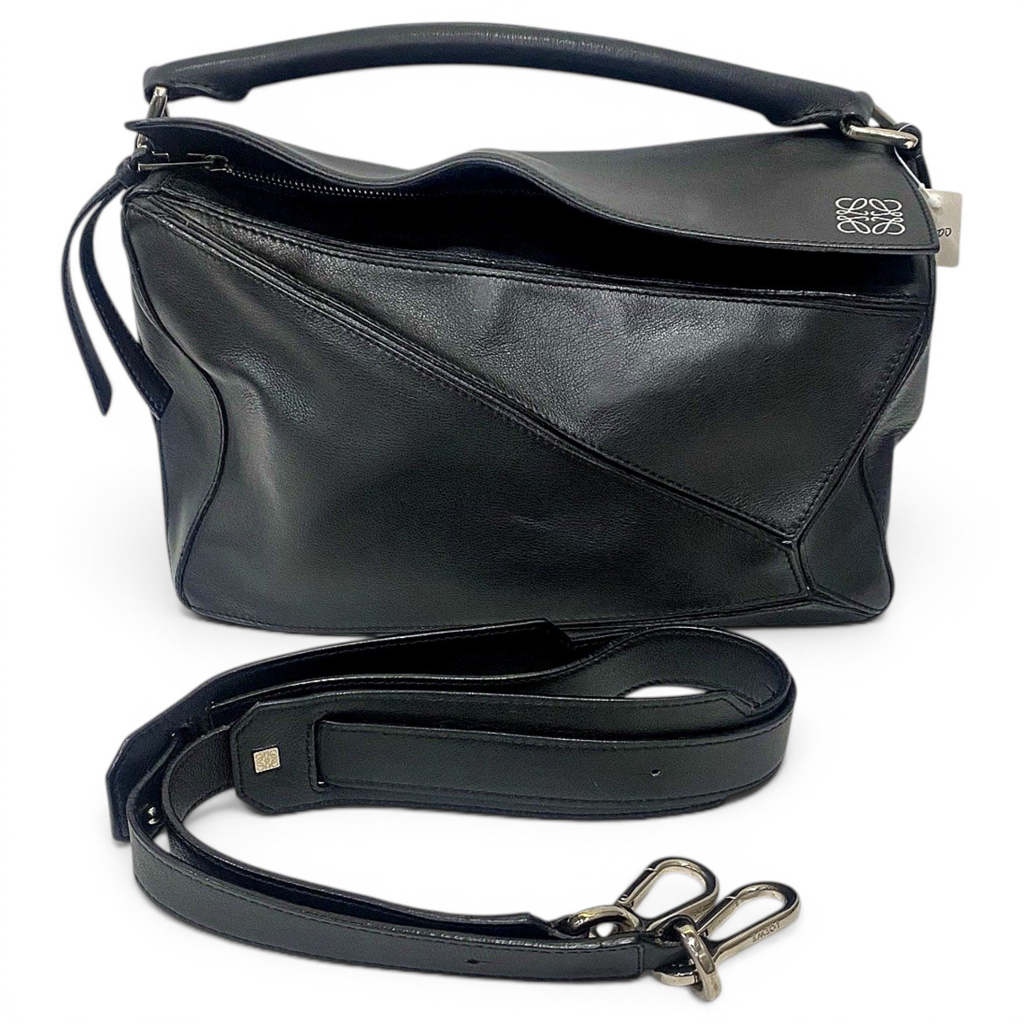 Puzzle leather handbag