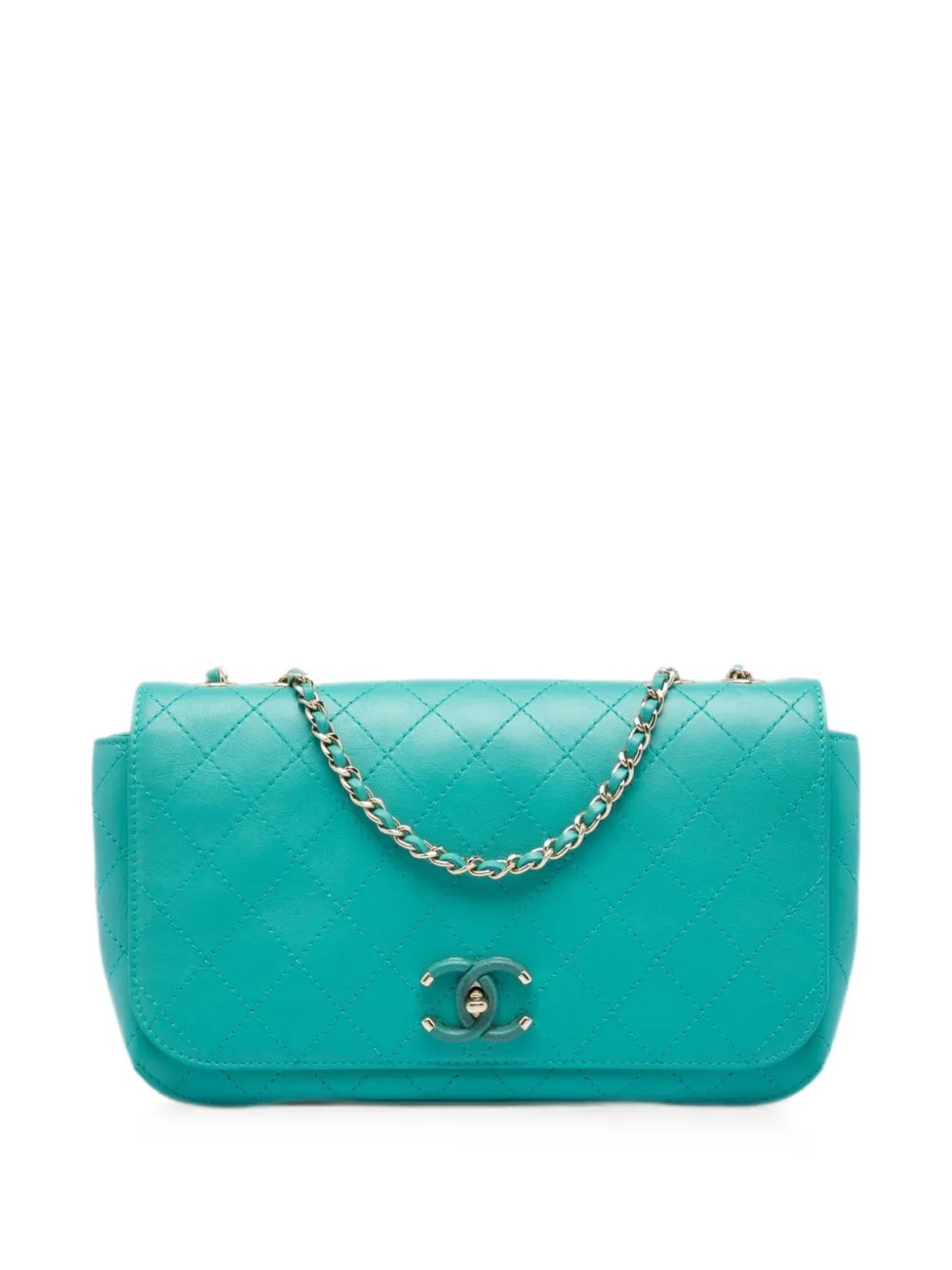 2019 Medium Stitched Calfskin Covered CC Flap crossbody bag