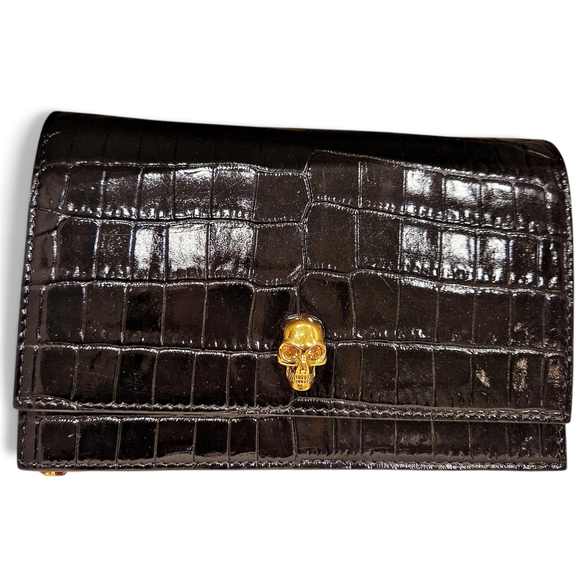 Skull leather crossbody bag