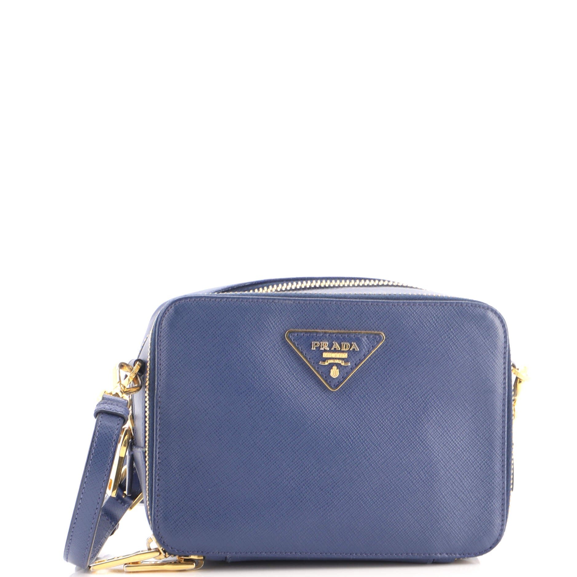 Double Zip Crossbody Bag Saffiano Leather Small