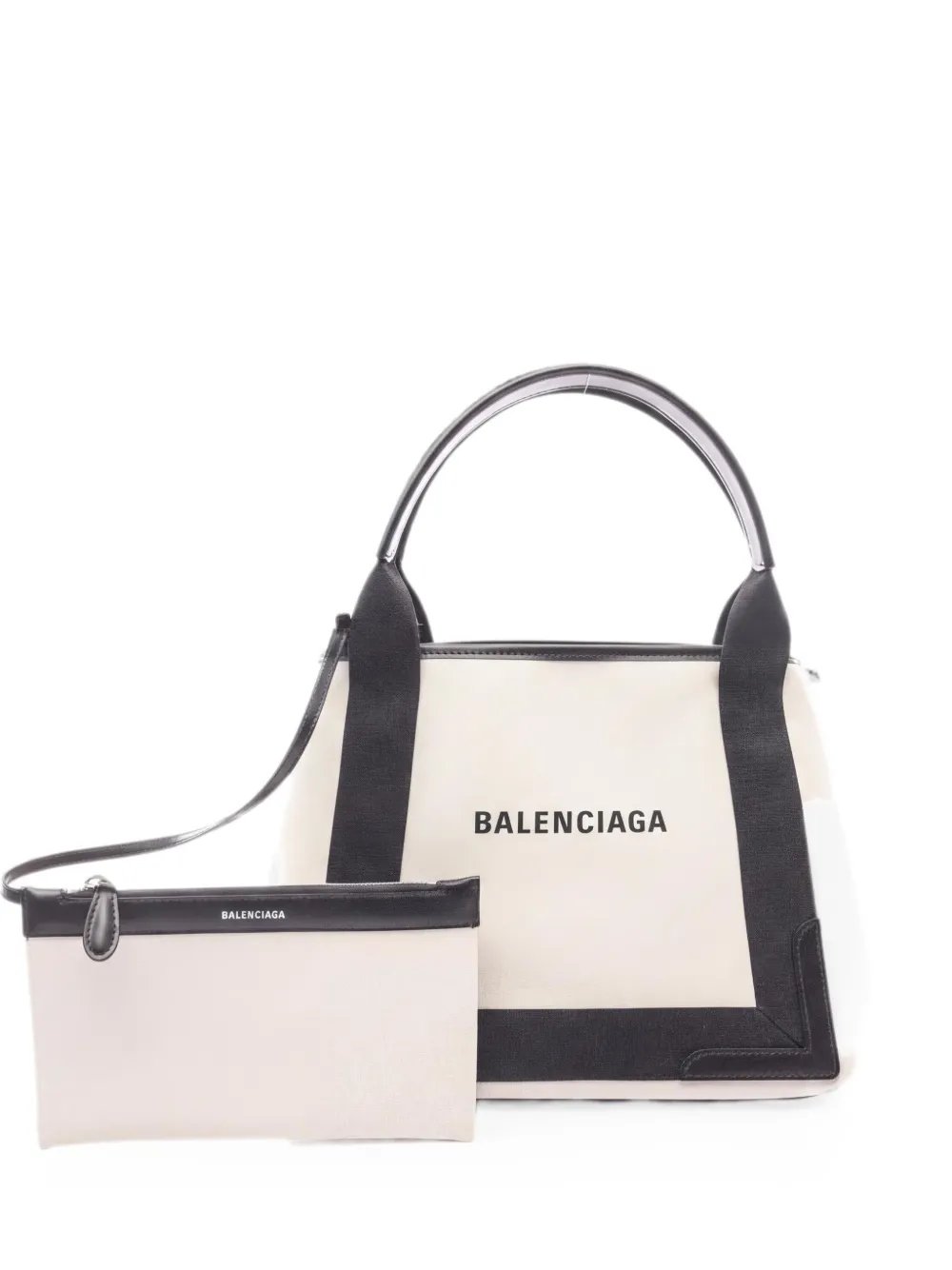 Balenciaga 2020s Cabas canvas leather tote bag