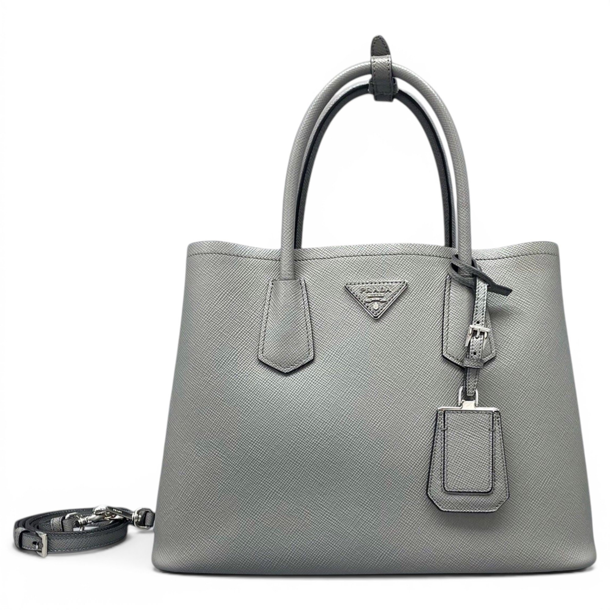 Double leather handbag