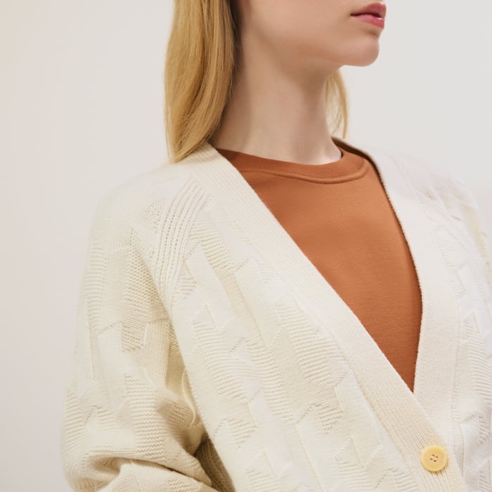Blanc Naturel "H" Long-sleeve Cardigan