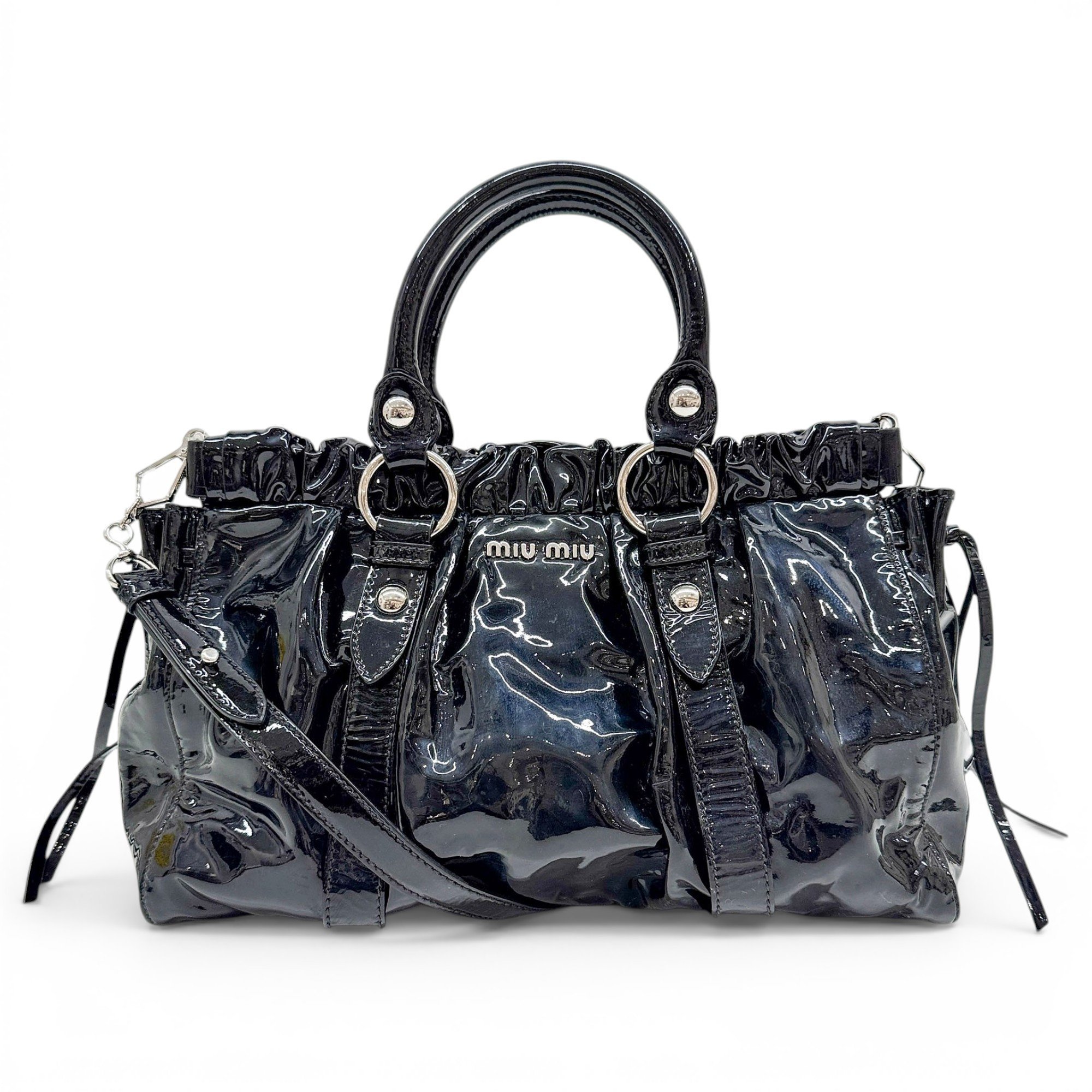 Vitello patent leather handbag