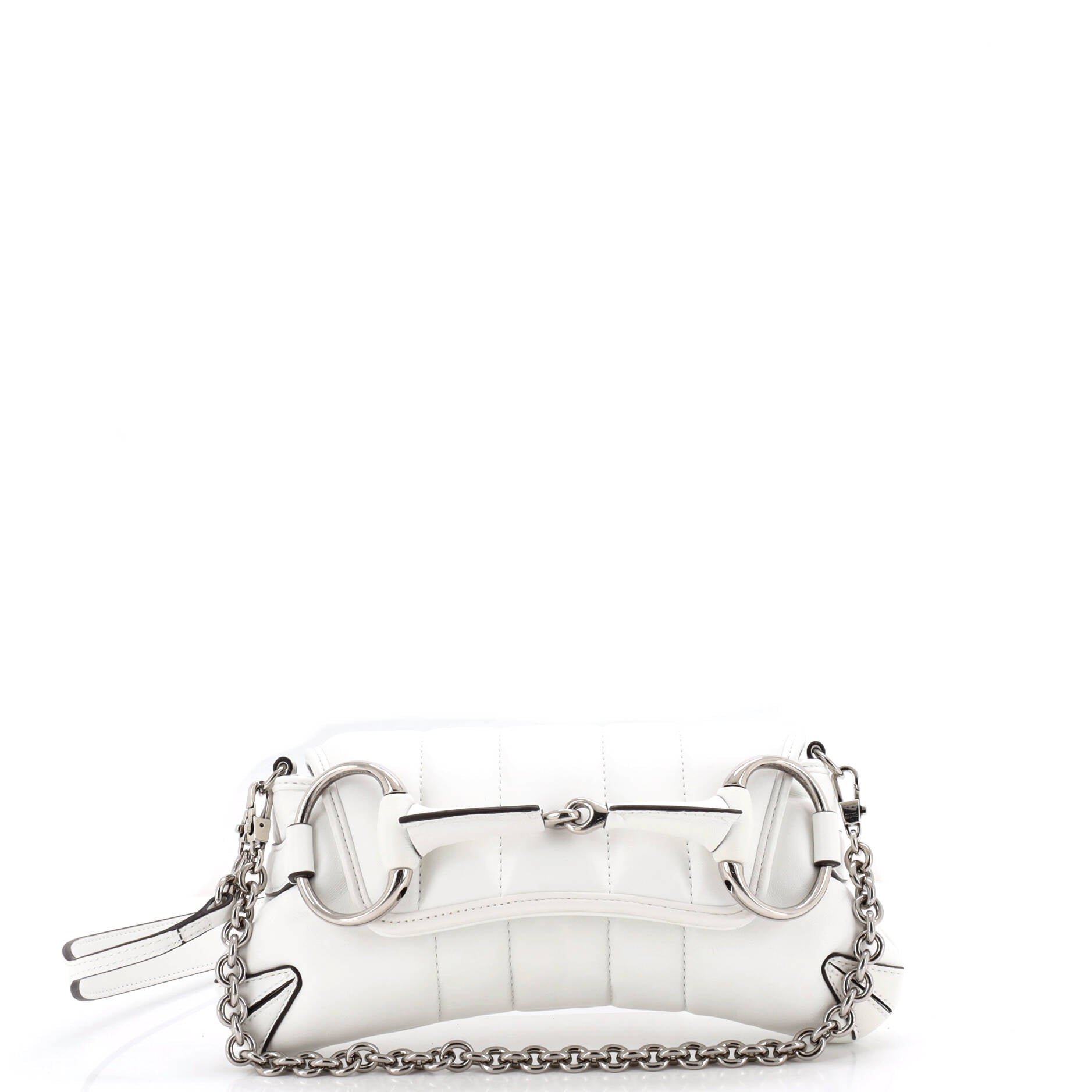 Horsebit Chain Shoulder Bag Vertical Quilted Leather Small