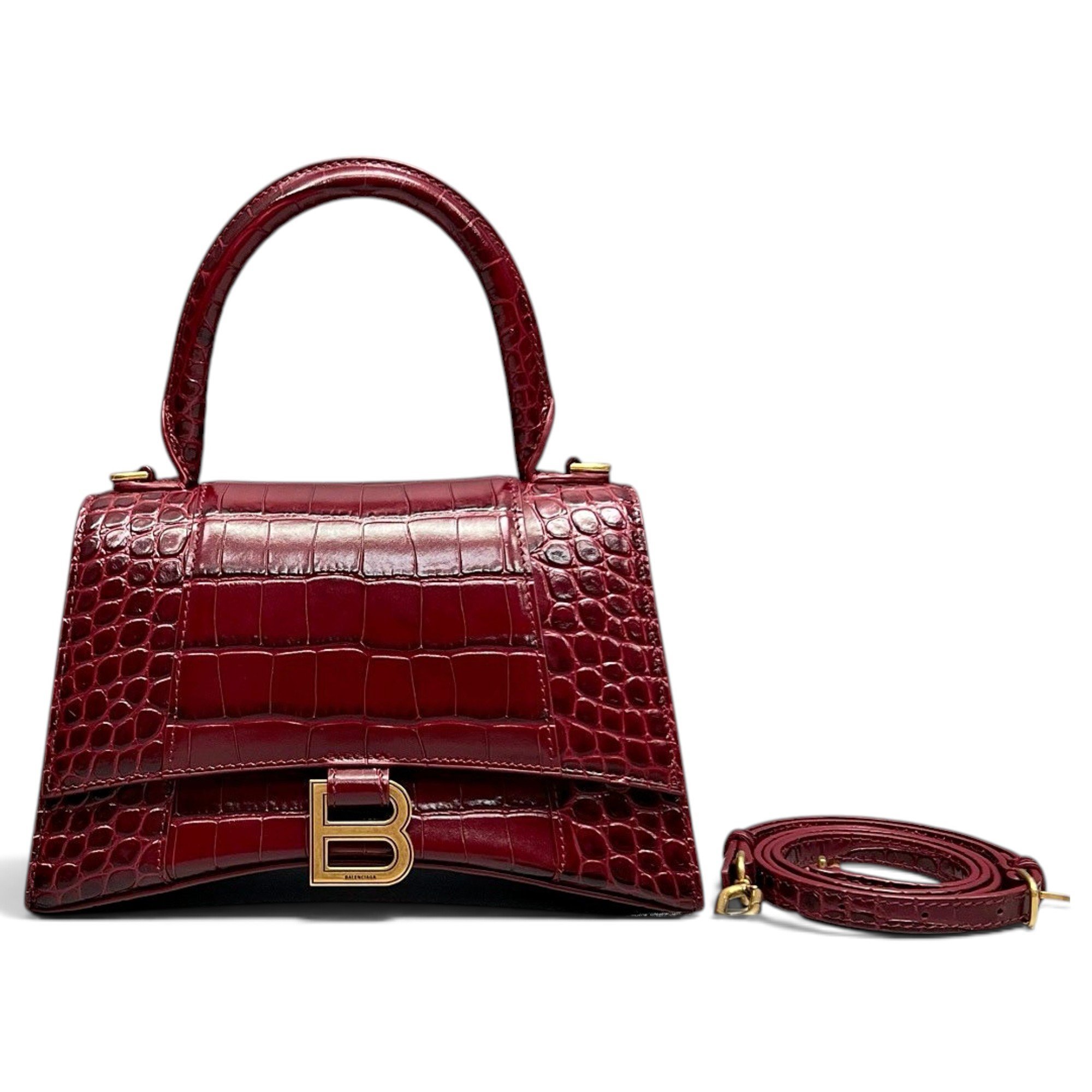 Hourglass leather handbag