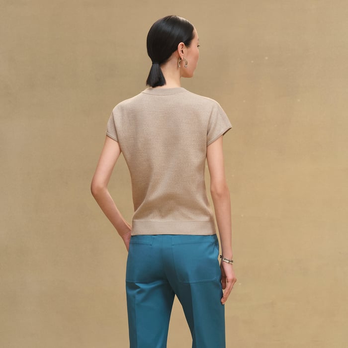 Beige Cremello Short-sleeve Sweater