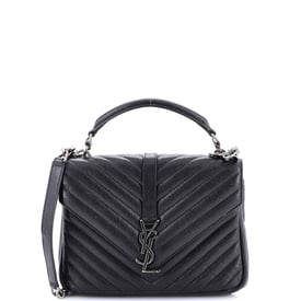 Saint Laurent Classic Monogram College Bag Matelasse Chevron Leather Medium