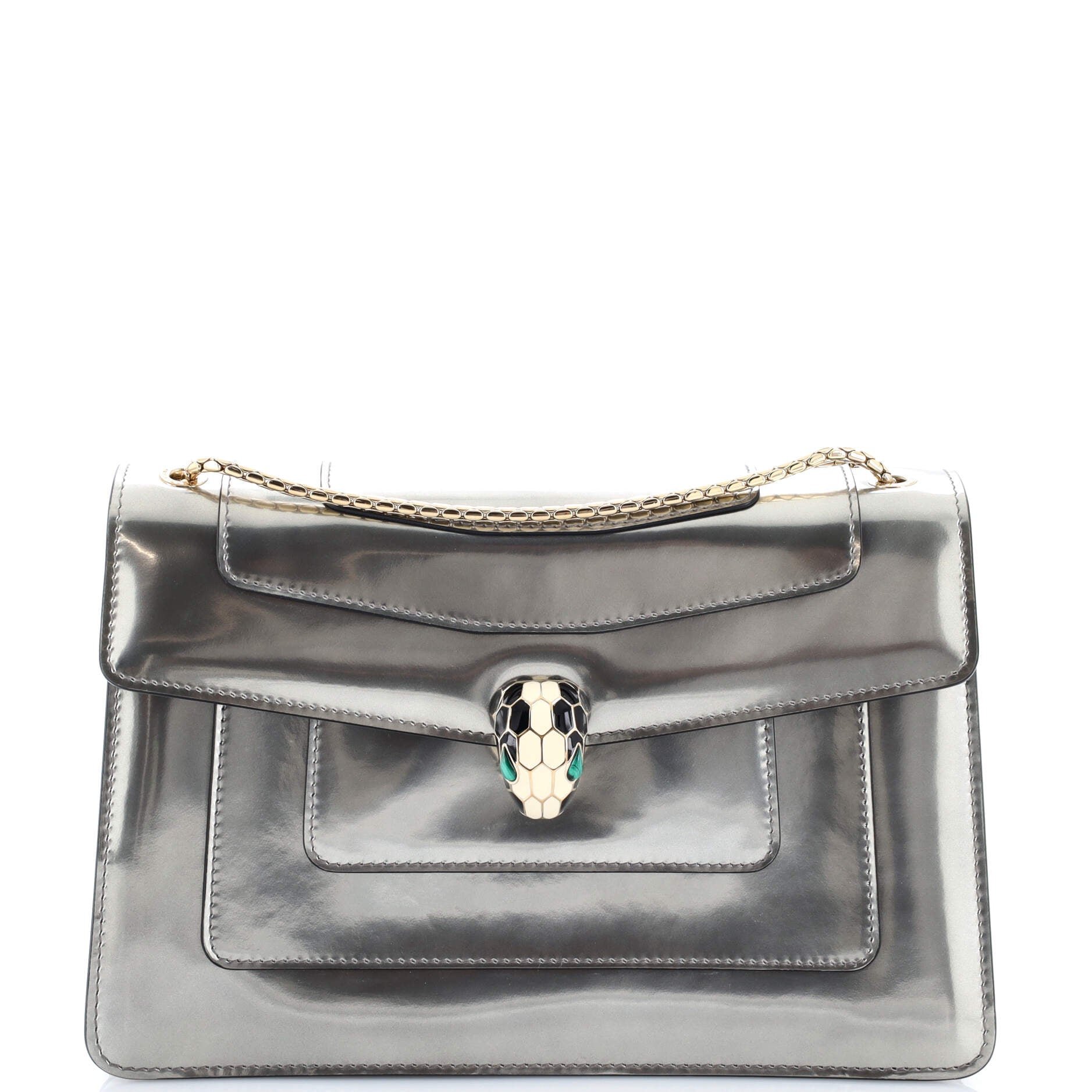 Bvlgari Serpenti Forever Shoulder Bag Metallic Leather Medium