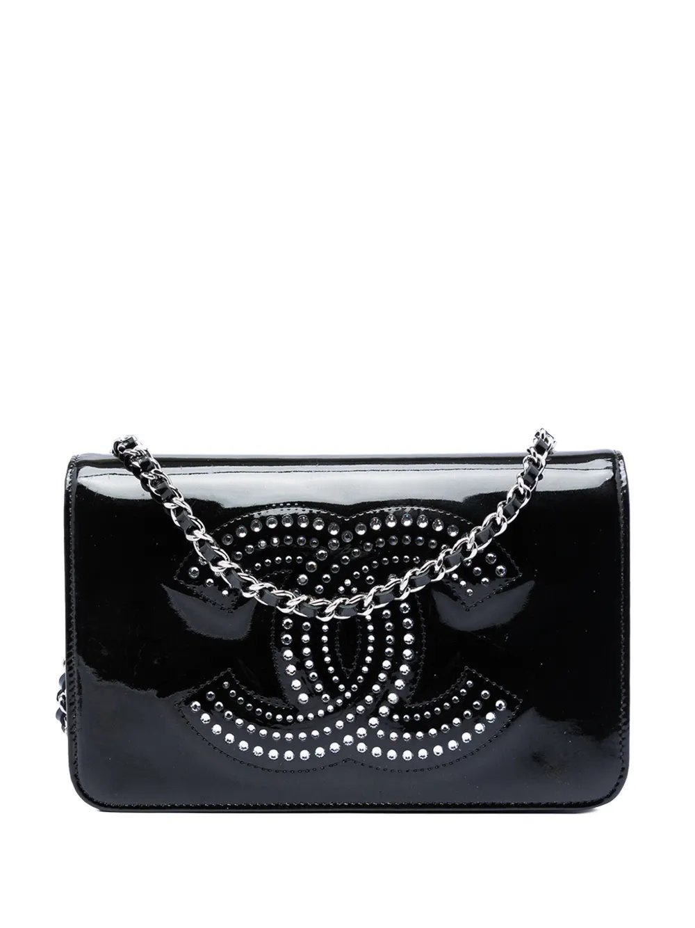 2009-2010 CC Patent Strass Embellished Wallet On Chain crossbody bag