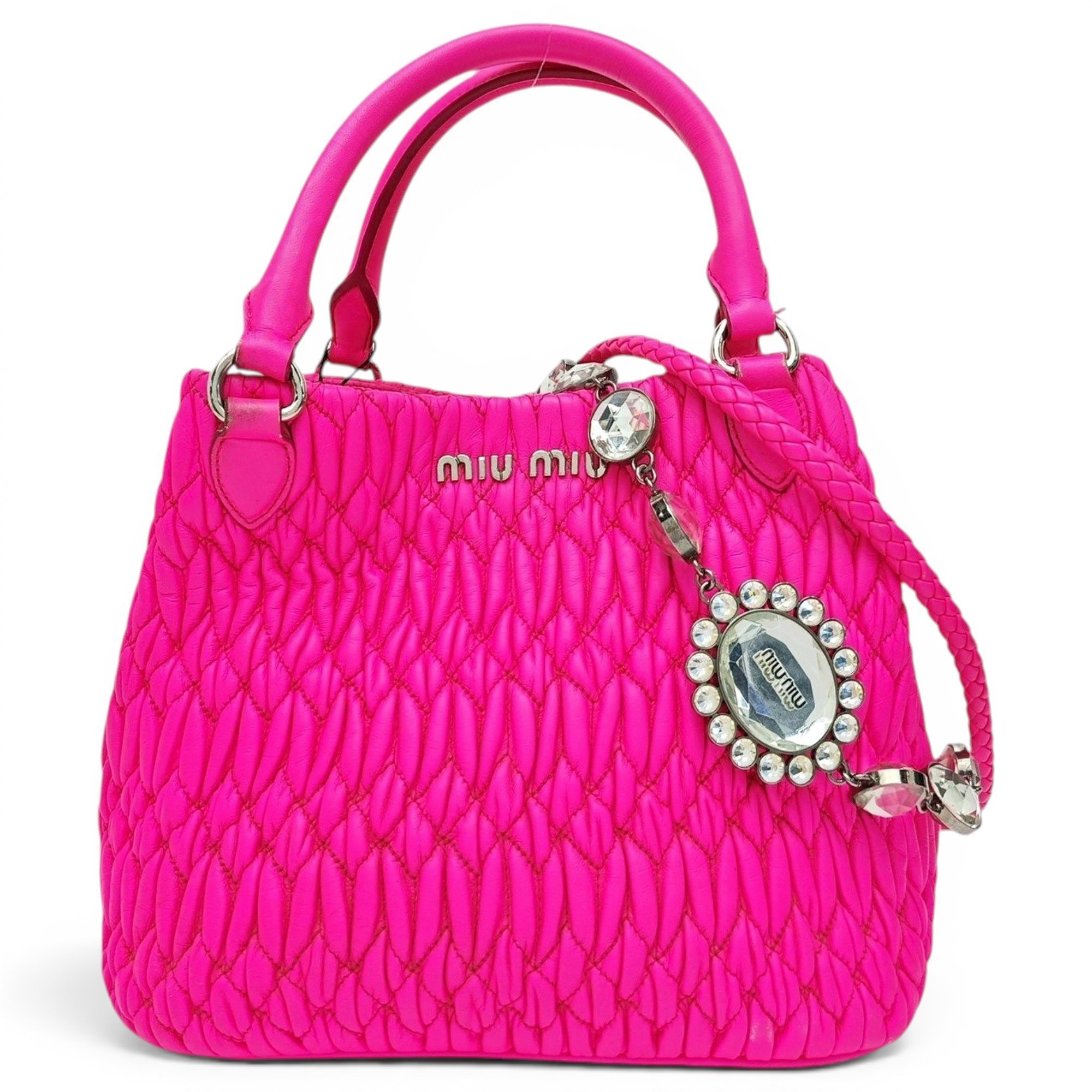 Miu Crystal leather handbag