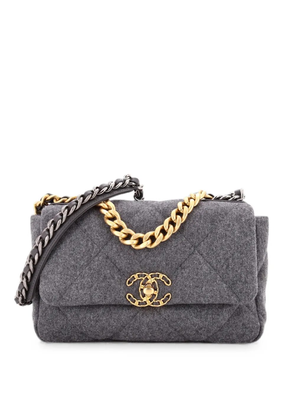 19 Flap Bag Quilted Wool Medium shoulder bag