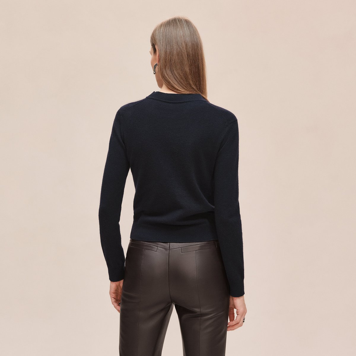 Bleu Noir Cashmere "H Lift" Long-sleeve Sweater