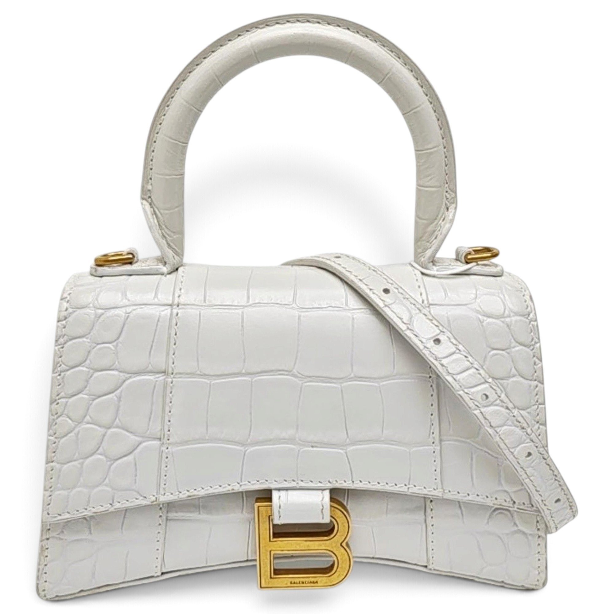 Hourglass leather handbag