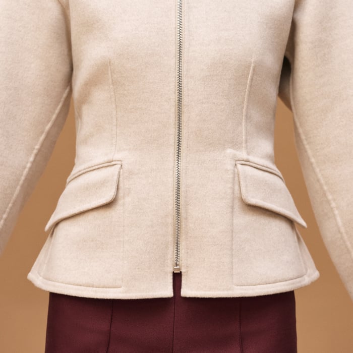 Beige Naturel Short Equestrian Cashmere Coat