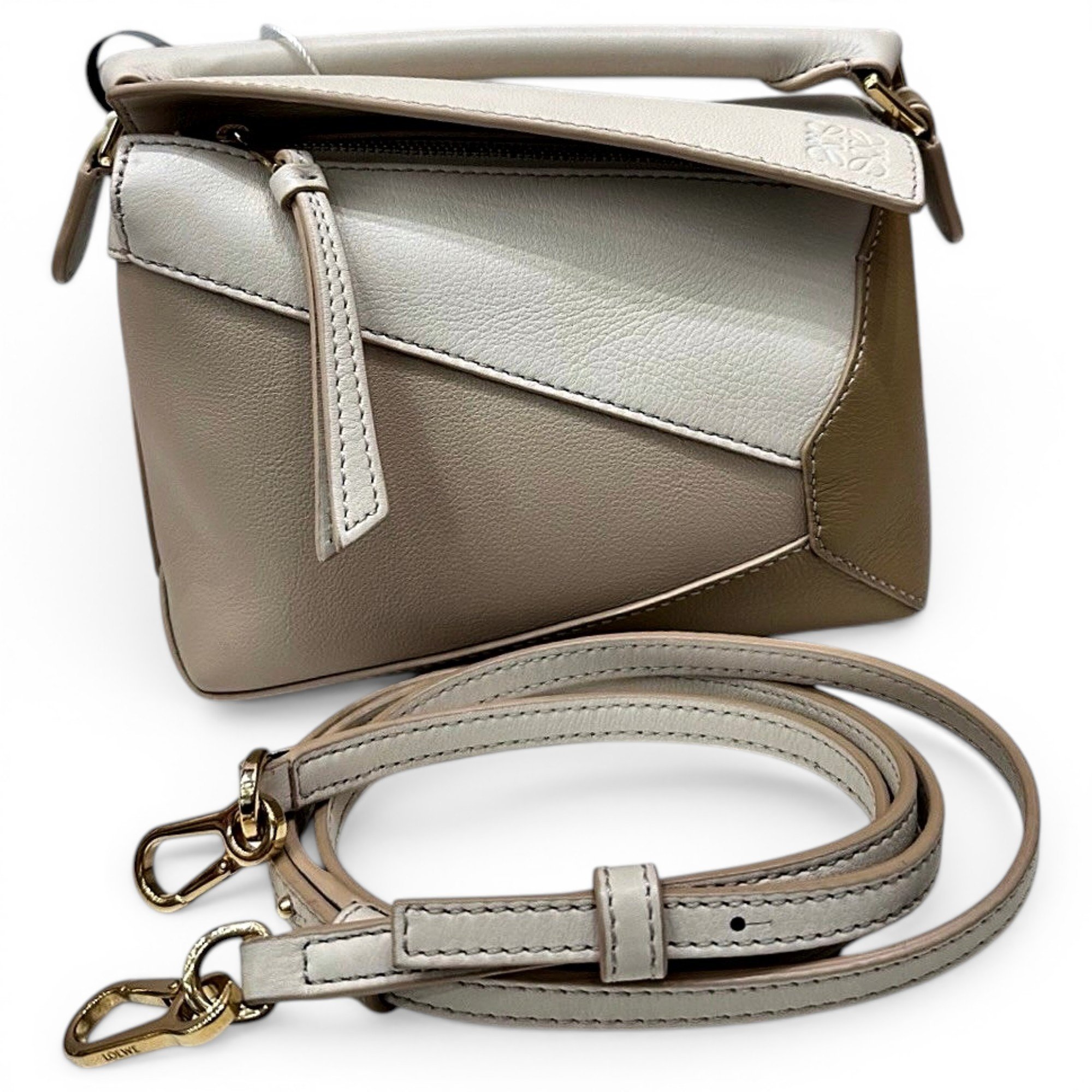 Puzzle leather handbag