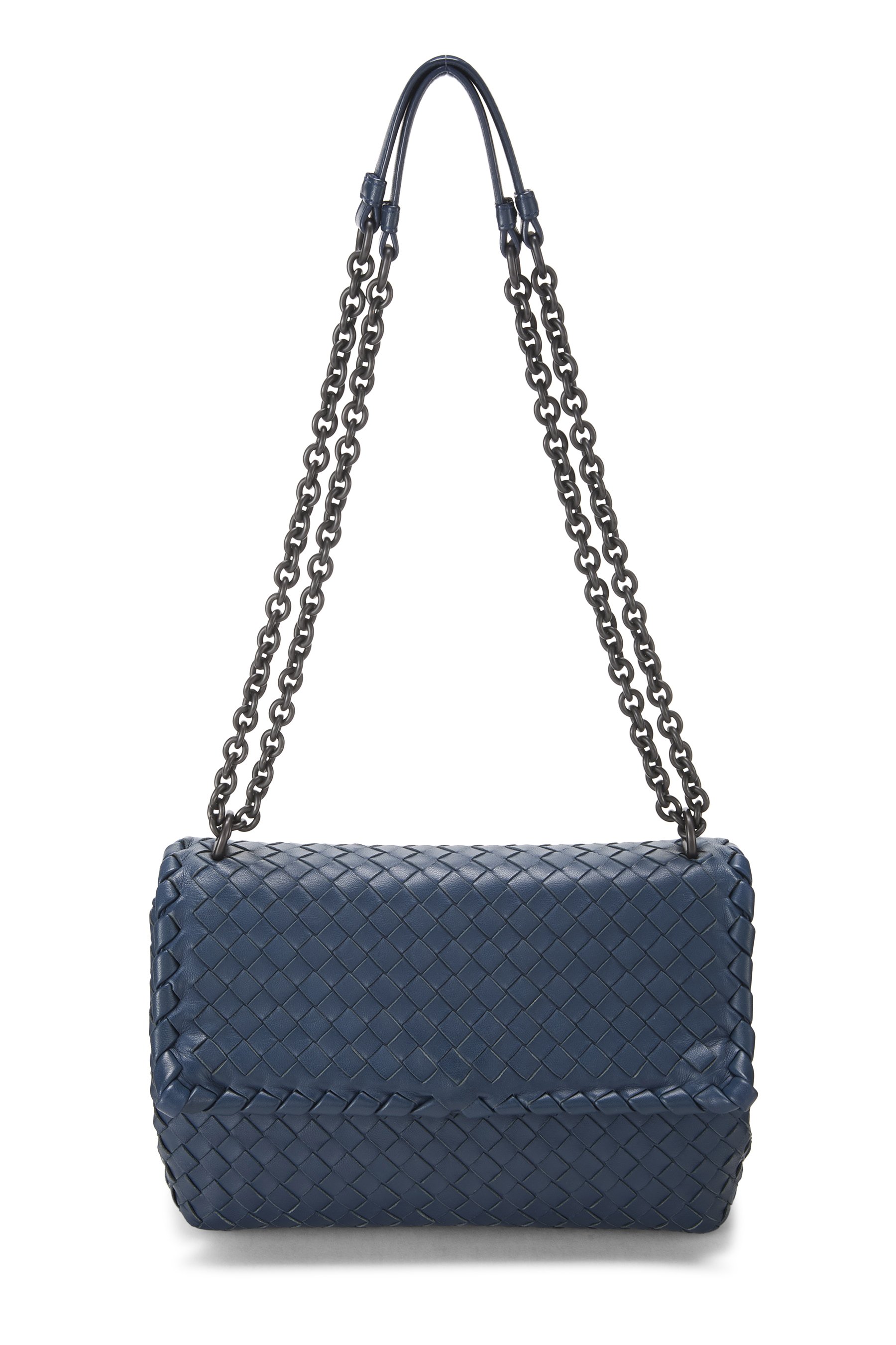 Bottega Veneta Blue Intrecciato Leather Olimpia Shoulder Bag Small