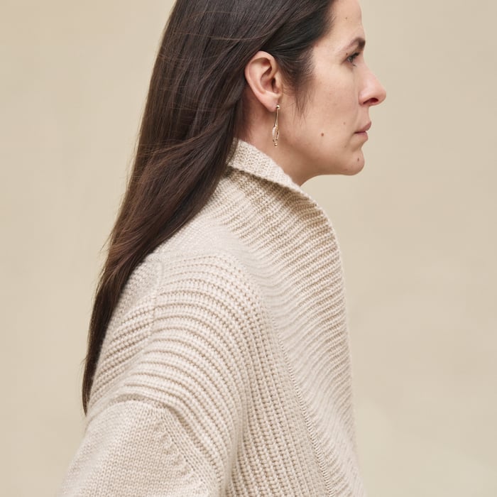 Beige Naturel Cashmere Buttoned Jacket