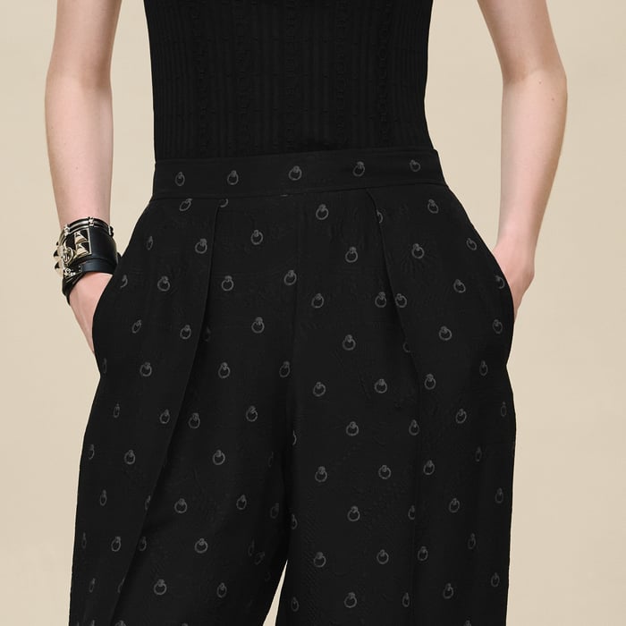 Noir "Aux Champs En Fleurs" Pants