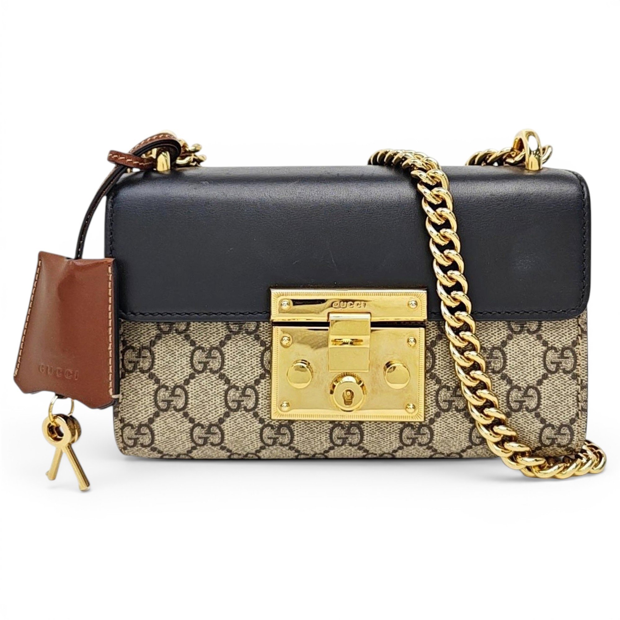Padlock leather handbag