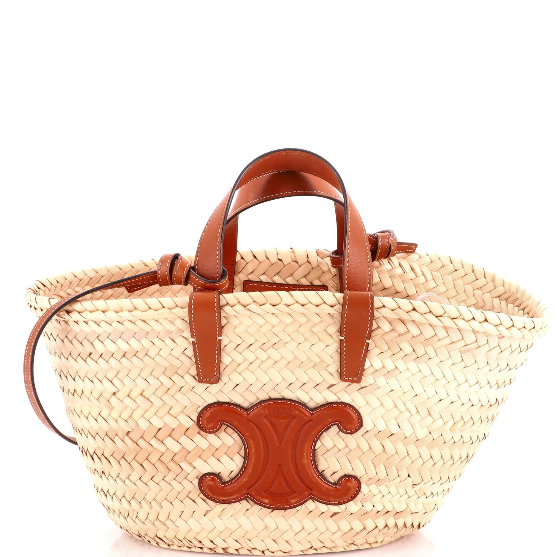 Classic Panier Basket Tote Raffia and Leather Teen