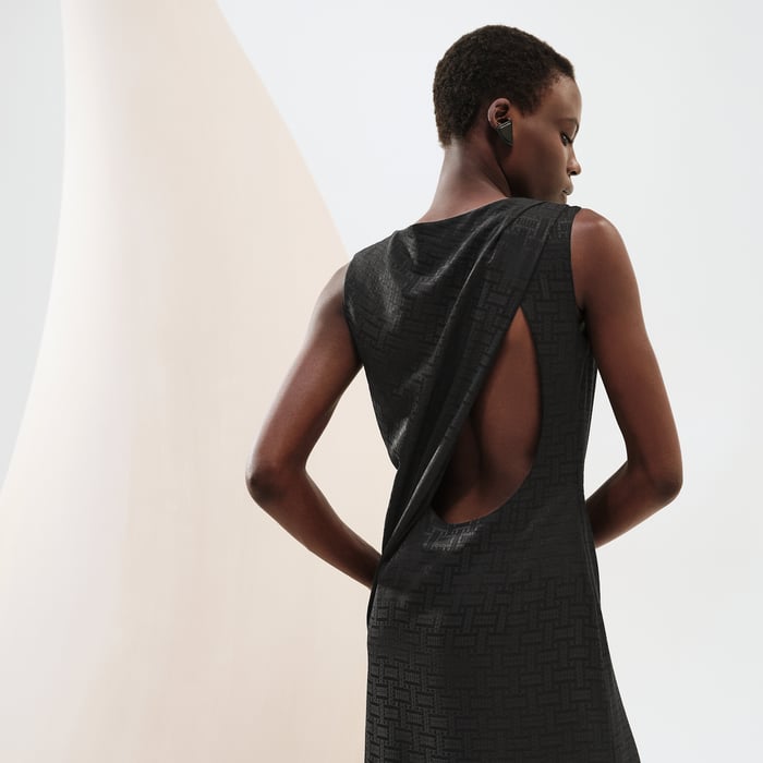 Noir "Mosaique" Draped Long Dress