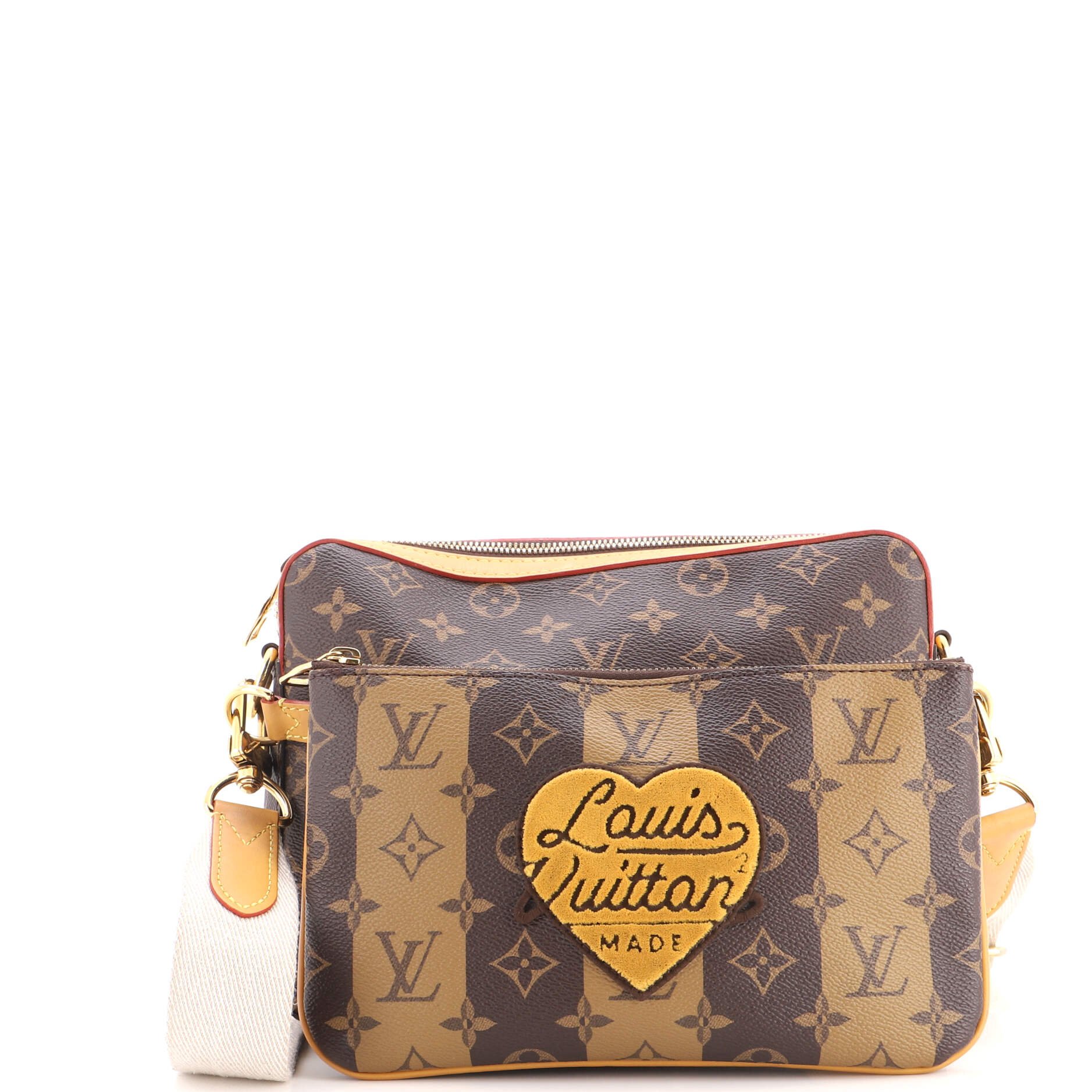Nigo Trio Messenger Bag Limited Edition Stripes Monogram Canvas