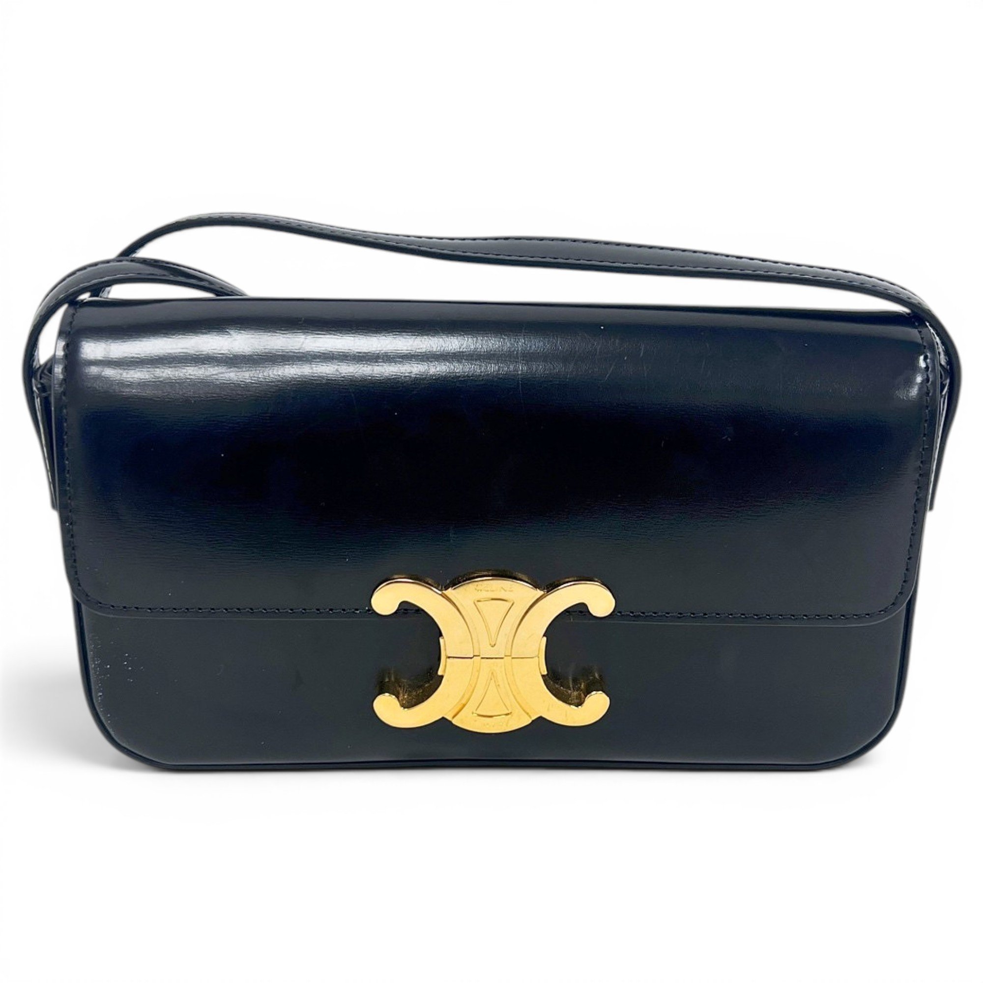 Triomphe chain leather handbag