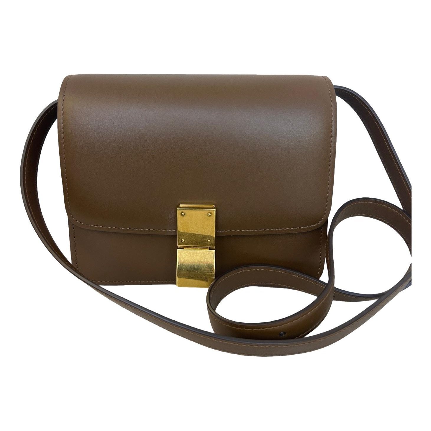 Clasp box leather handbag