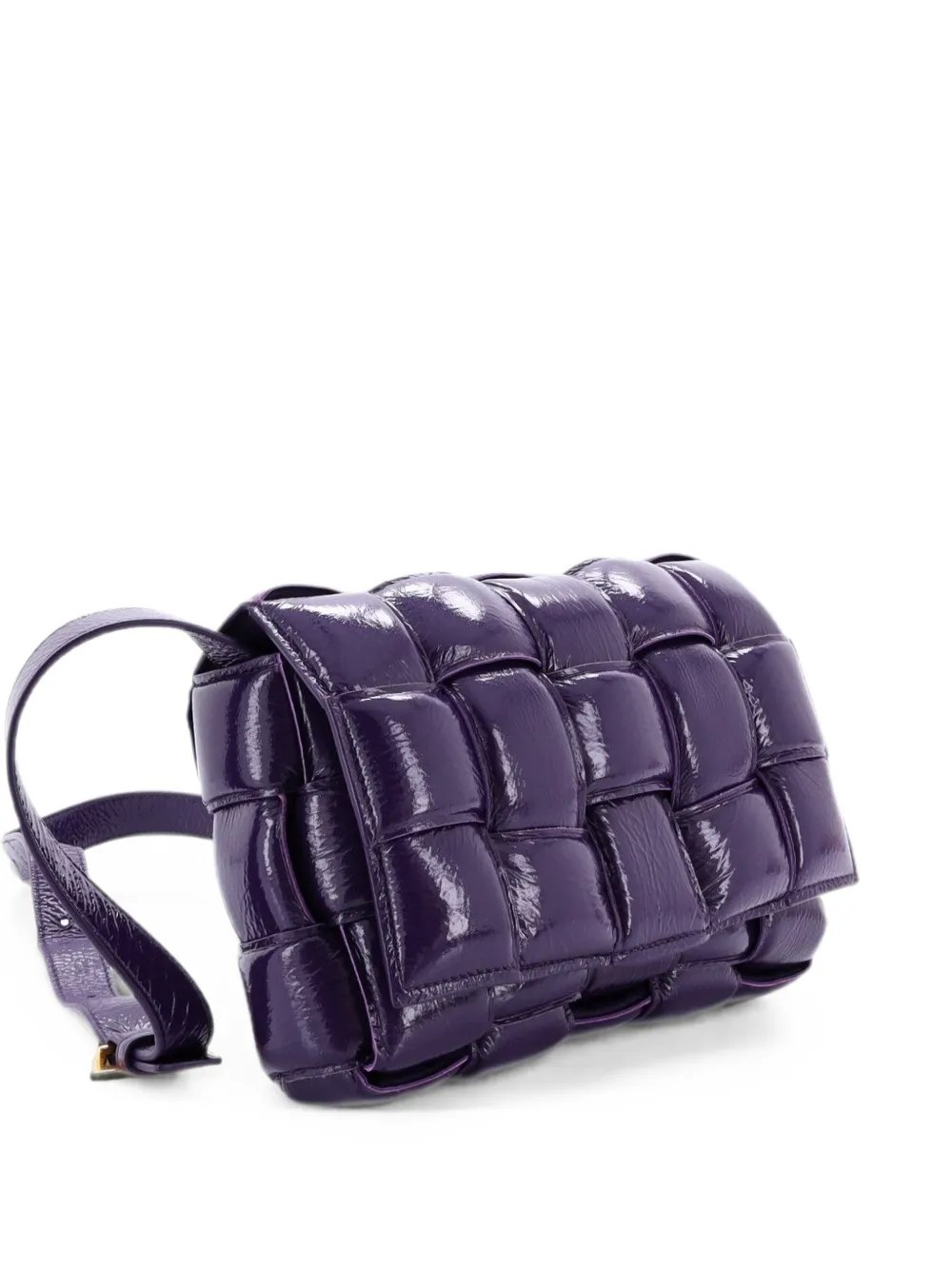 Cassette Padded Maxi Intrecciato Patent crossbody bag