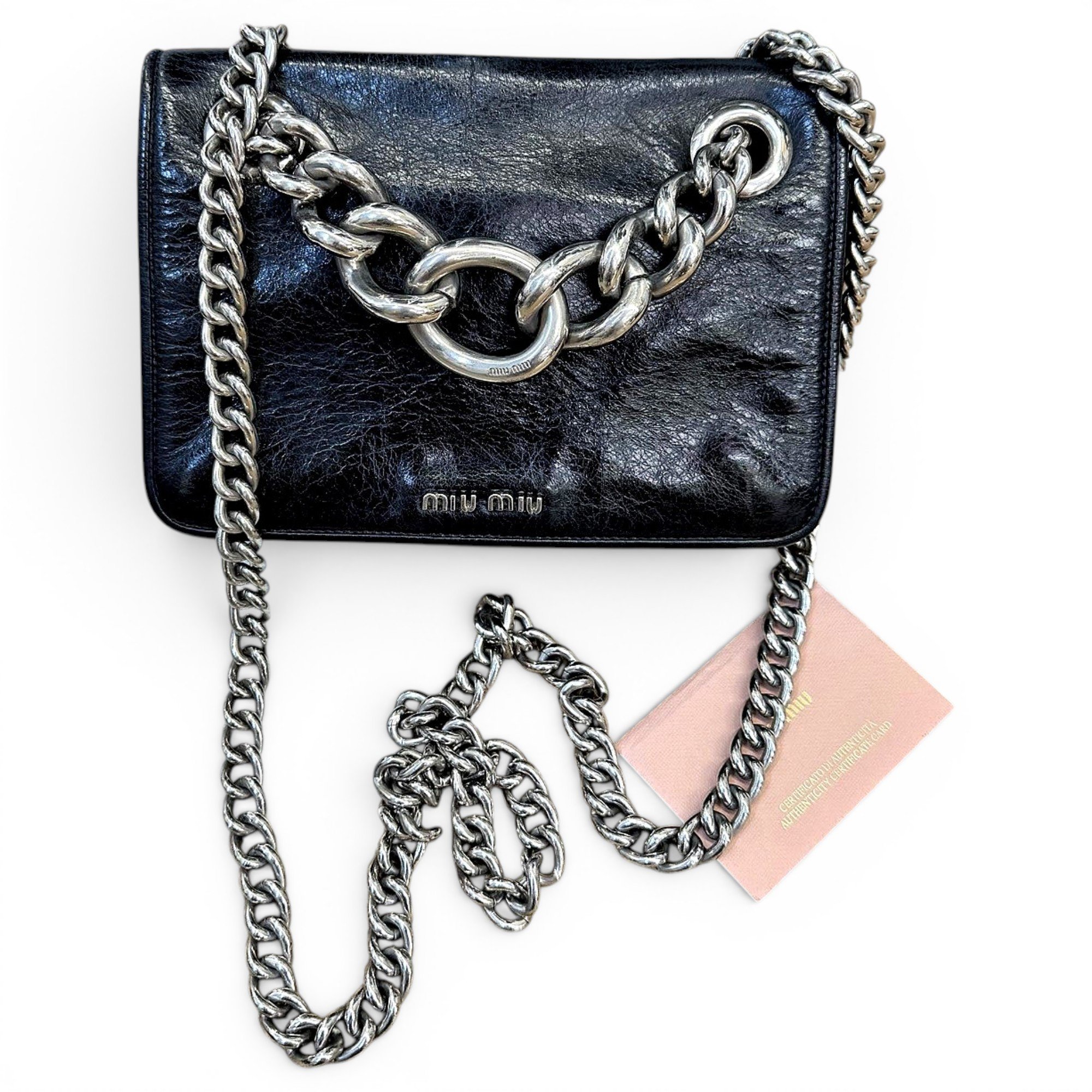 Miu Club leather crossbody bag