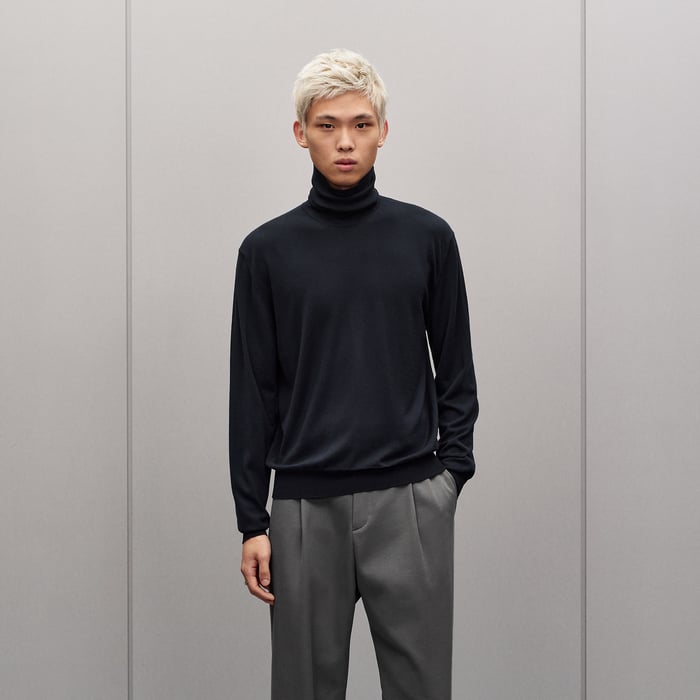 Marine "Detail H" Turtleneck Sweater