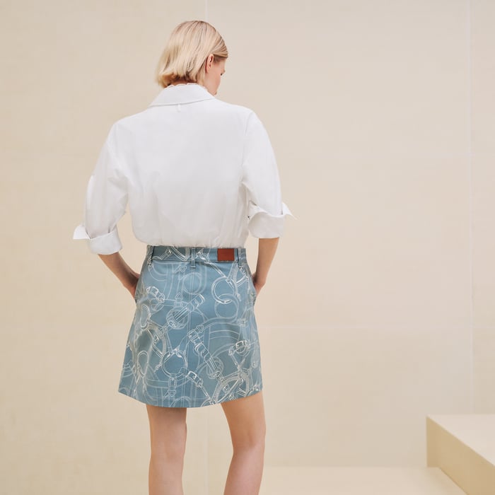 Bleu Arctique "Eperon d'Or Finesse" Miniskirt