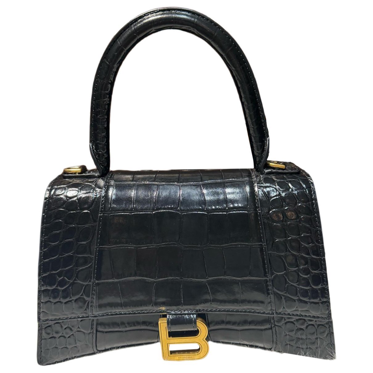 Hourglass leather handbag