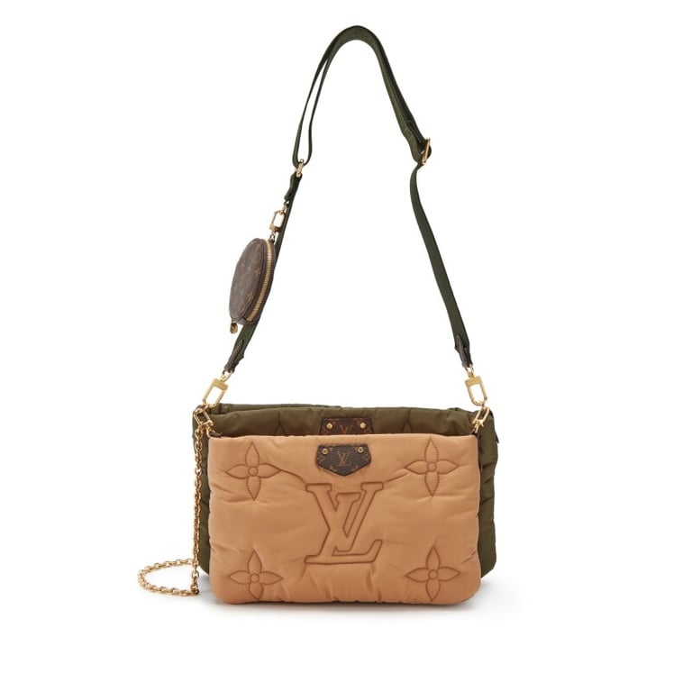 Louis Vuitton Beige and Green Monogram Econyl Nylon Maxi Multi Pochette Accessoires Gold Hardware, 2021