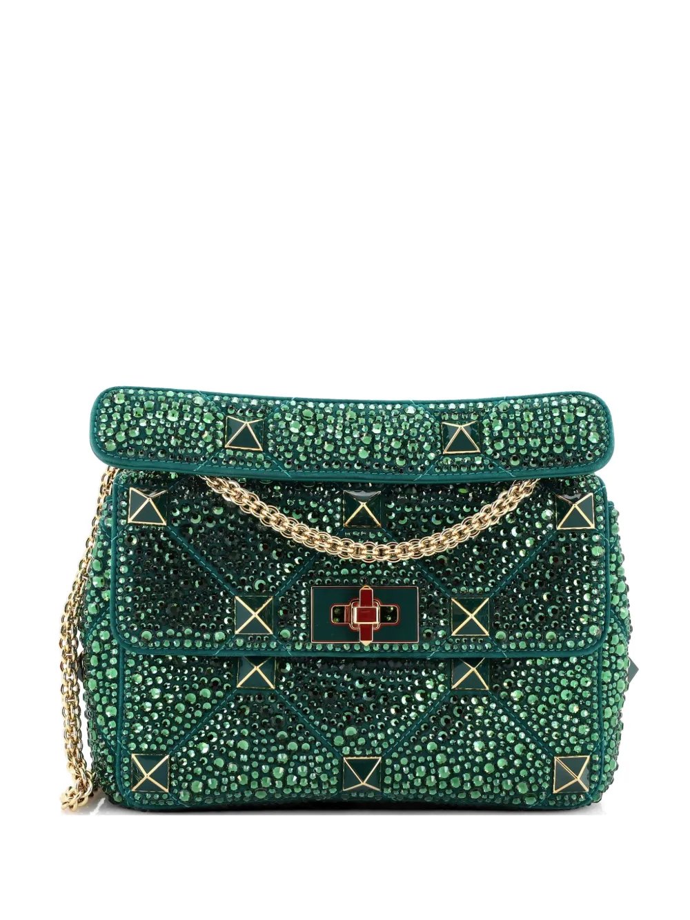 Roman Stud Flap Bag Embellished Suede Medium shoulder bag