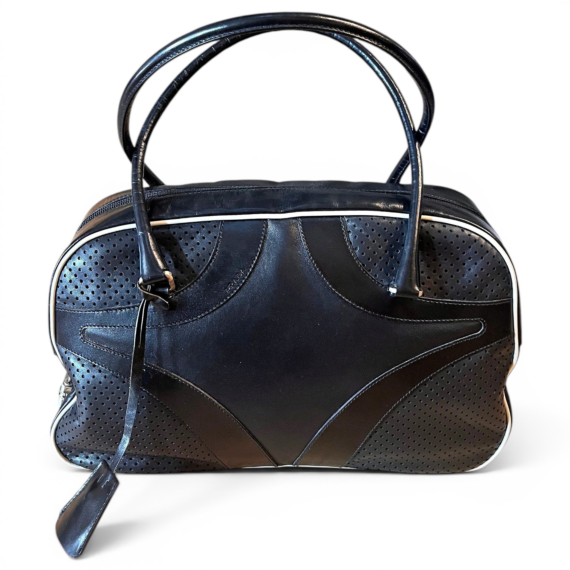 Bowling leather handbag