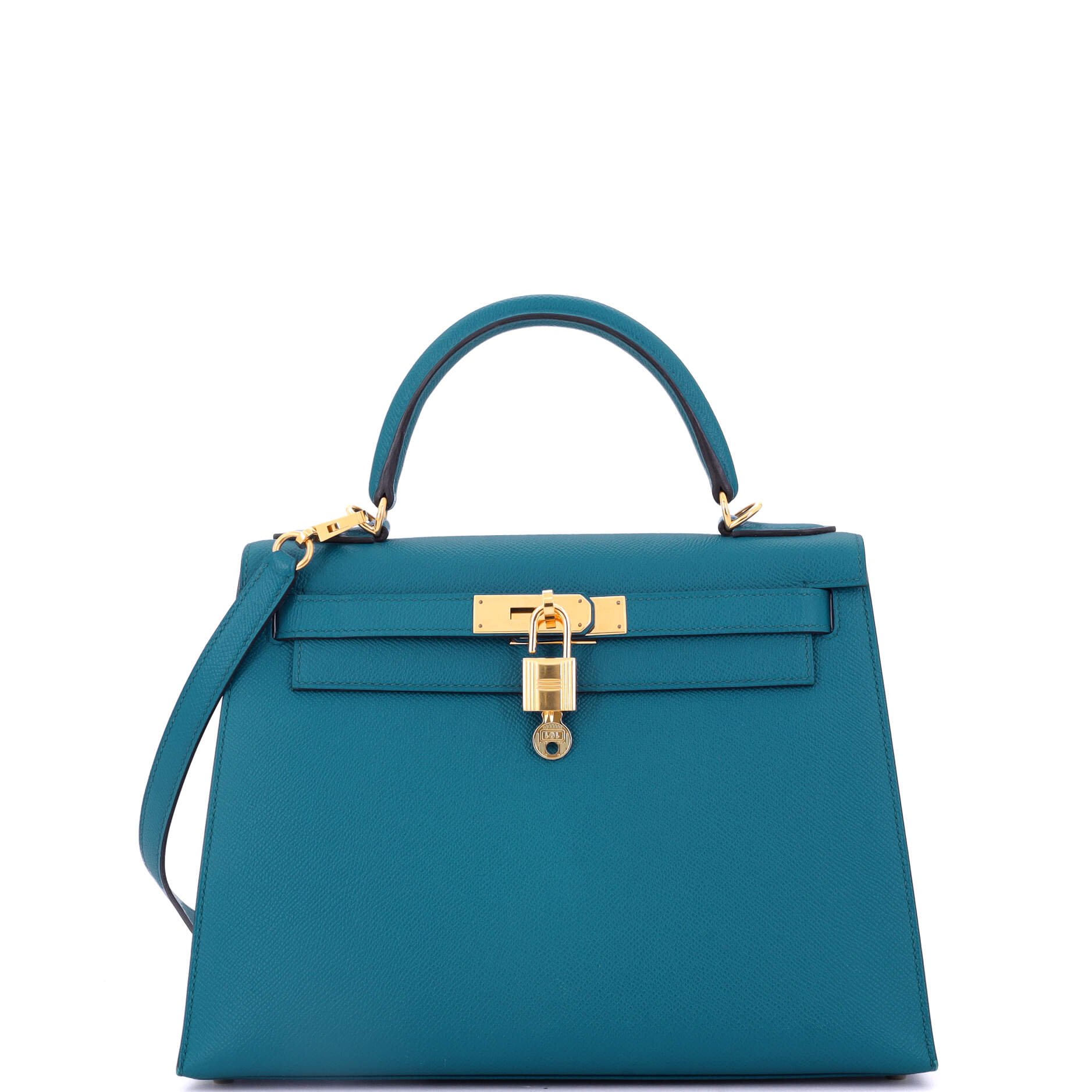 Hermes Kelly Handbag Bleu Izmir Epsom with Gold Hardware 28