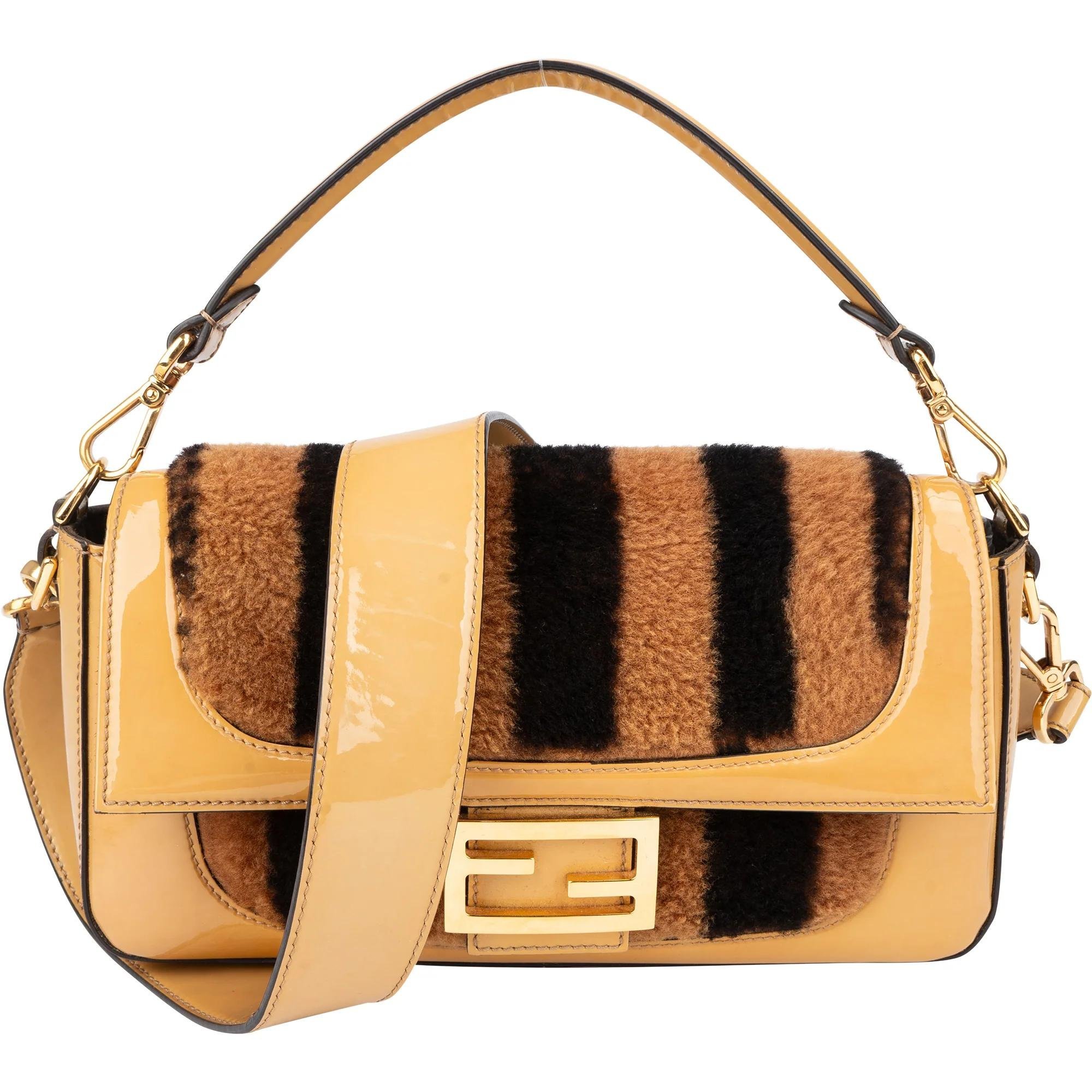 Baguette patent leather handbag