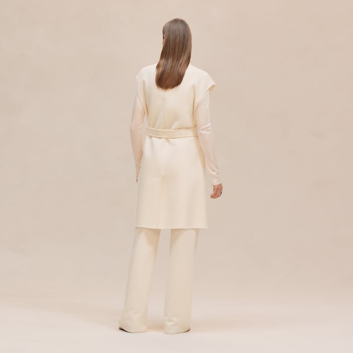 Blanc Naturel Belted Cashmere Long Vest