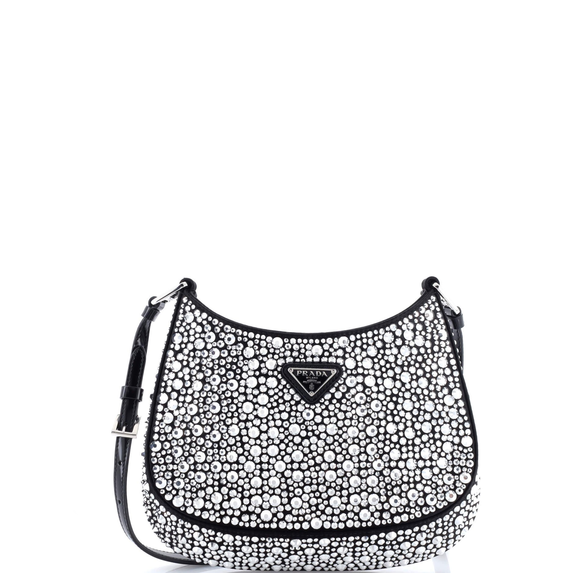 Cleo Shoulder Bag Crystal Embellished Satin Small