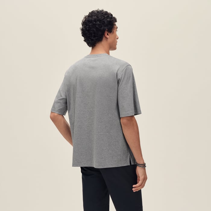 Gris "H'Cheval" T-shirt With Leather Detail