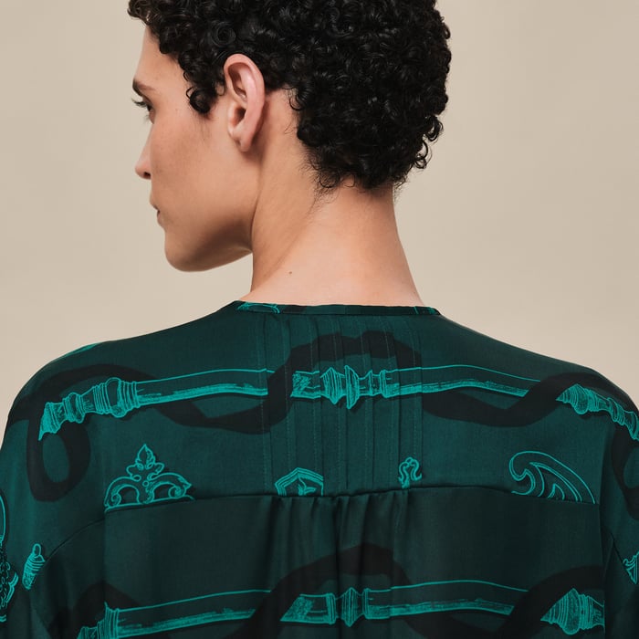 Vert Pin "Ferronnerie Remix" Knotted Collar Dress